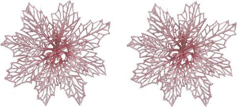 Christmas Gifts Clip poinsettia pink 2pc