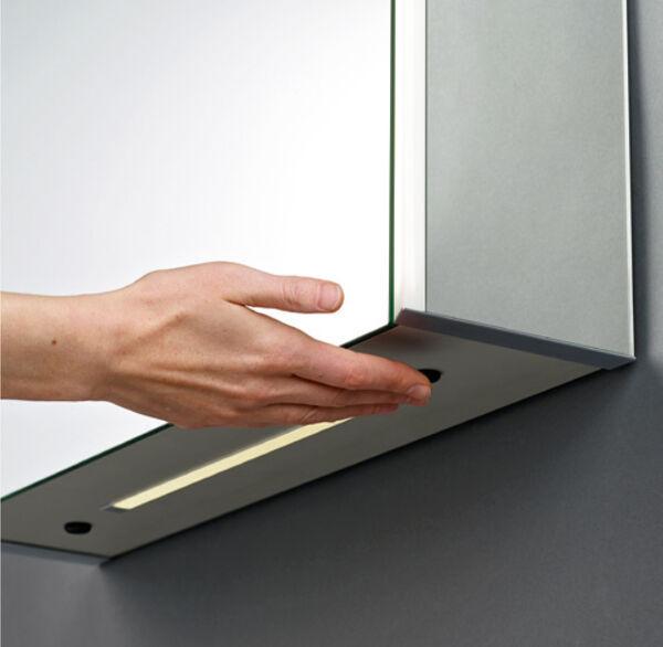 Actual product image Laufen Running Frame 25 mirror cabinet, lighting vertical, ambience light, 750x600, stop left