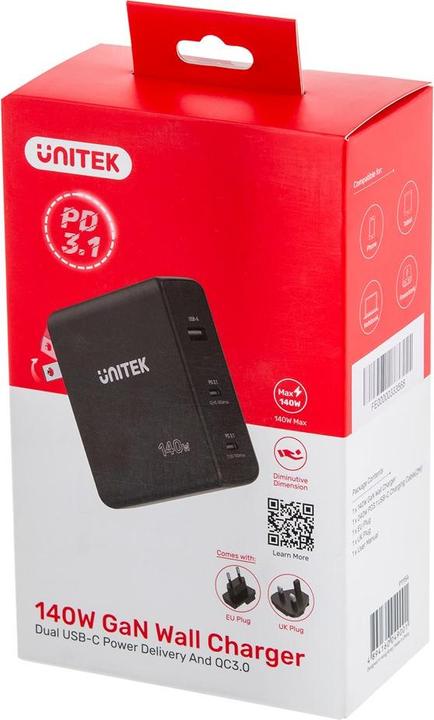 Immagine prodotto Unitek ŁADOWARKA GAN 2X USB-C USB-A 140W (140 W)