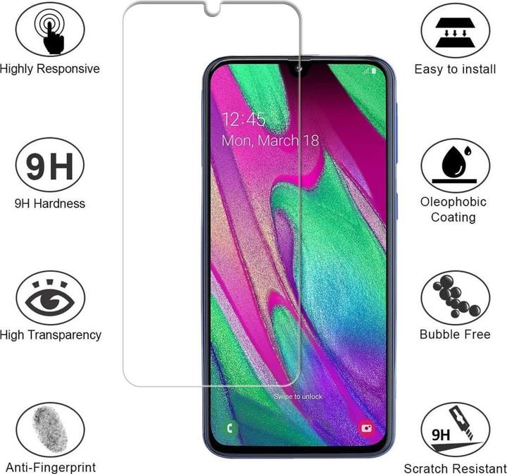 Productafbeelding Screenguard Samsung Galaxy A40 Beschermend Glas/Folie Hoesje Vriendelijk Ontwerp (1 Stuk, Samsung Galaxy A40)