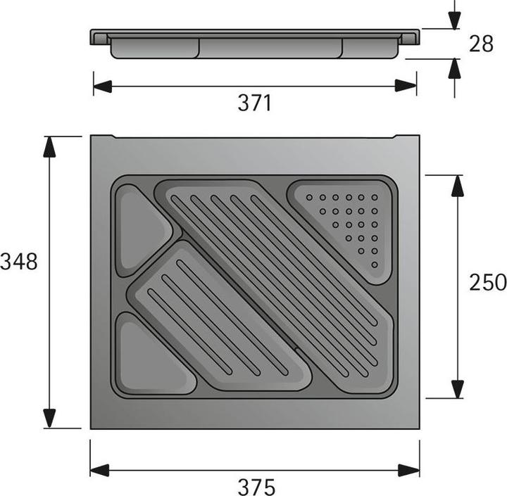 Produktbild Hettich Systema Top 2000 Materialschub, EB 392 mm, schwarz (1 Stk.)