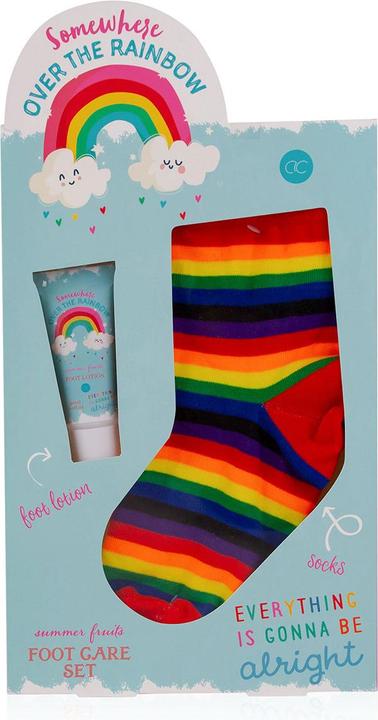 Accentra Fusspflege-Set OVER THE RAINBOW in Geschenkbox, inkl. 30ml Fusslotion, Socken mit Regenbogenmuster (Haarpflege set)