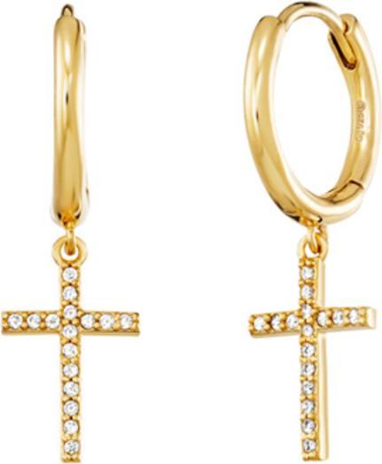 Engelsrufer Gold-plated hoop earrings Cross with zircons ERE-LILCROS-ZGC (925er Silber)