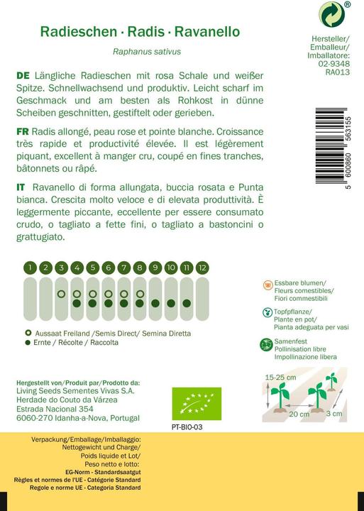 Immagine prodotto Living Seeds Ravanello, French Breakfast 2 (Semi di verdura)