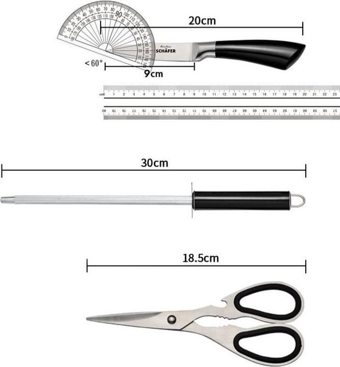 Actual product image Schäfer IT-Systems Knife Set Knife Block Chef's Knife Set Knife Holder Knife Stand