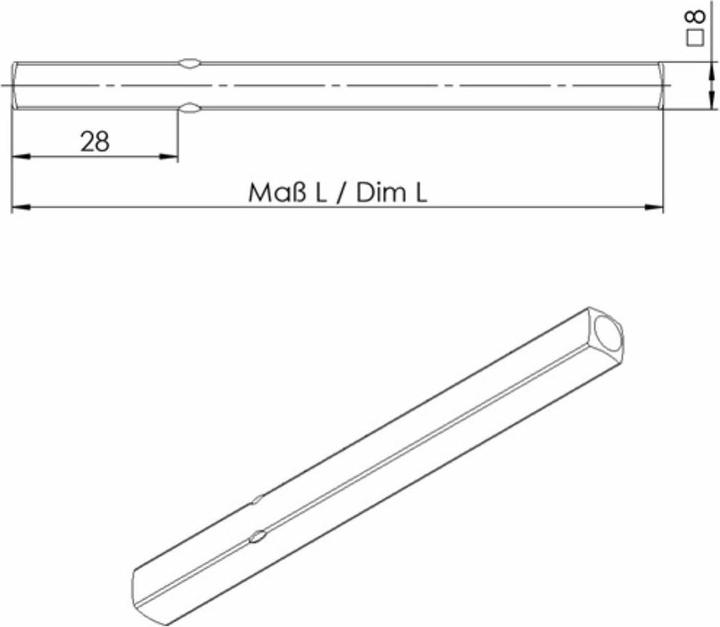 Produktbild Ogro Drückerstift 114 PB Vierkant 8 x 123 mm Stahl