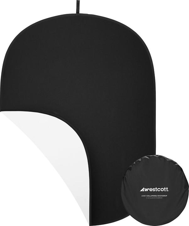 Image du produit Westcott 2-in-1 Black & White Screen (5' x 6.5') Collapsible Backdrop (152.40 cm, 195.60 cm)