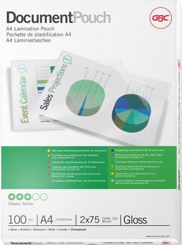 Image du produit GBC Feuille de plastification (A4, 100 pièce(s), 75 µm)
