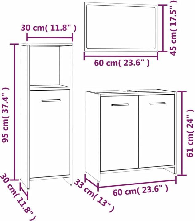 Actual product image VidaXL 3-tlg. Badmöbel-Set