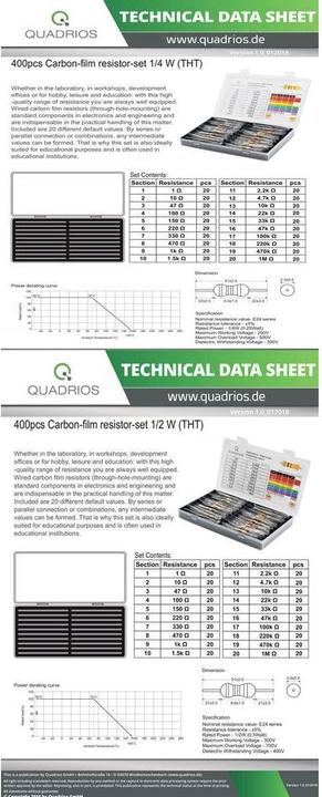 Actual product image Quadrios Carbon layer resistor set - 800 pcs. (400 pcs 0.25W / 400 pcs 0.5W)