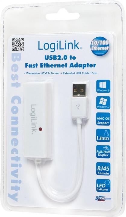 Actual product image LogiLink Ethernet adapter (USB, RJ45 (1x))