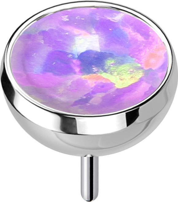 Produktbild Star Piercing Threadless Halbkugel silber mit Opal violett (ohne Messing, Titan G23)