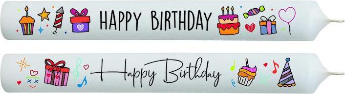 Immagine prodotto G. Wurm Candele con scritta, Happy Birthday, in cera bianca a 2 pieghe, (L/H/D) 2x20x2cm (1 x)
