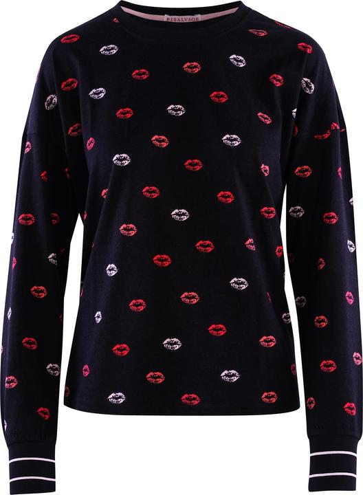 Pj Salvage Pyjama Oberteil "Be mine" schwarz/klein gemustert