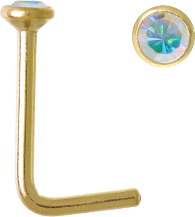 Produktbild Bijouteria Nasenpiercing (PVD Beschichtung (goldfarbig), Premium Kristall, Chirurgenstahl 316L)