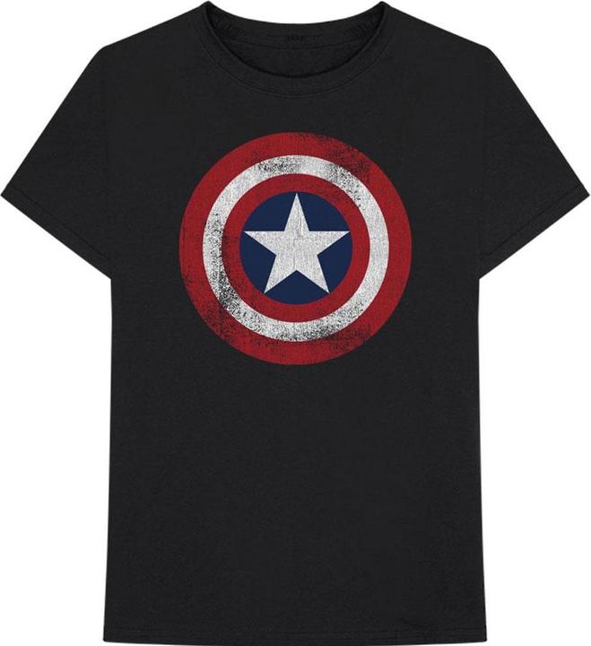 Captain America Adult Distressed Shield TShirt aus Baumwolle