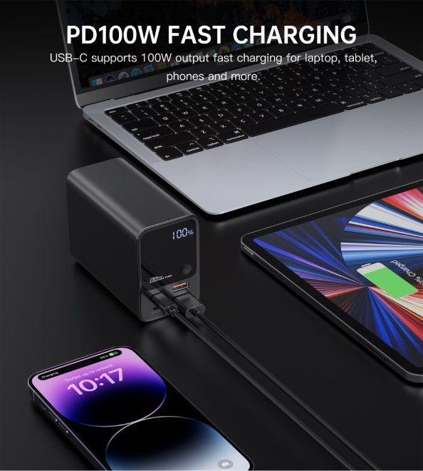 Produktbild Choetech B635BK USB-A / USB-C Powerbank 22,5W 27000mAh - schwarz (27000 mAh, 222.50 W, 99.90 Wh)