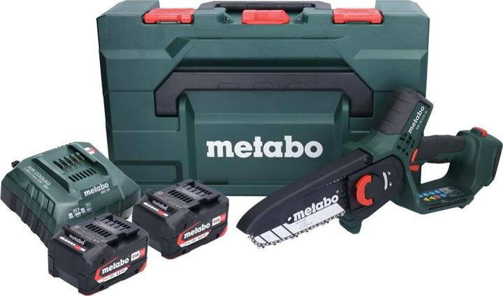 Image du produit Metabo MS 18 LTX 15 Akku Gehölzsäge 18 V 15 cm 5 m/s + 2x Akku 4,0 Ah + Ladegerät + metaBOX (Tronçonneuse à batterie)