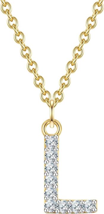 Image du produit Glanzstücke München Femme lettre L argent sterling zirconium or jaune 45,0 cm chaîne de base + 5,0 cm extension - 32138 (Argent Sterling, 40 - 45 cm)