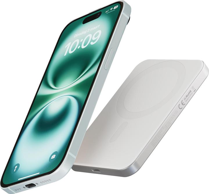 Immagine prodotto Zens Slim Qi2 Al Powerbank 5000mAh White (5000 mAh, 19.25 Wh)