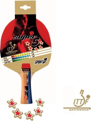 Power Play Sport1 Bordtennis Bat Advanced Serie "5 Star" (5 stjerner)