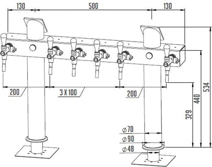Actual product image Ich-zapfe Schanksäule, Bierzapfsäule 6-leitig, Modell Tower