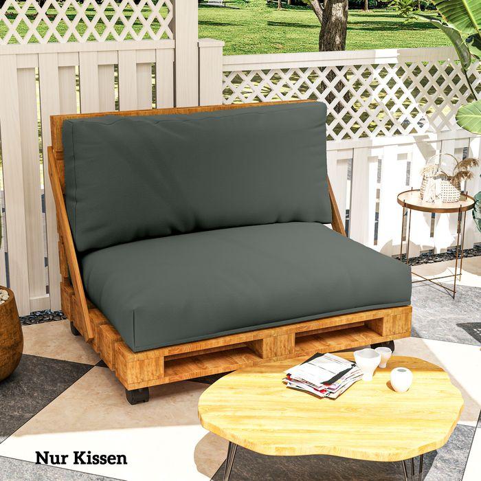 Actual product image Swisshandel24 Palettenkissen 2er Set Palettenpolster mit Rückenlehne 120x80x20 cm Dunkelgrau (120 x 80 x 20 cm)