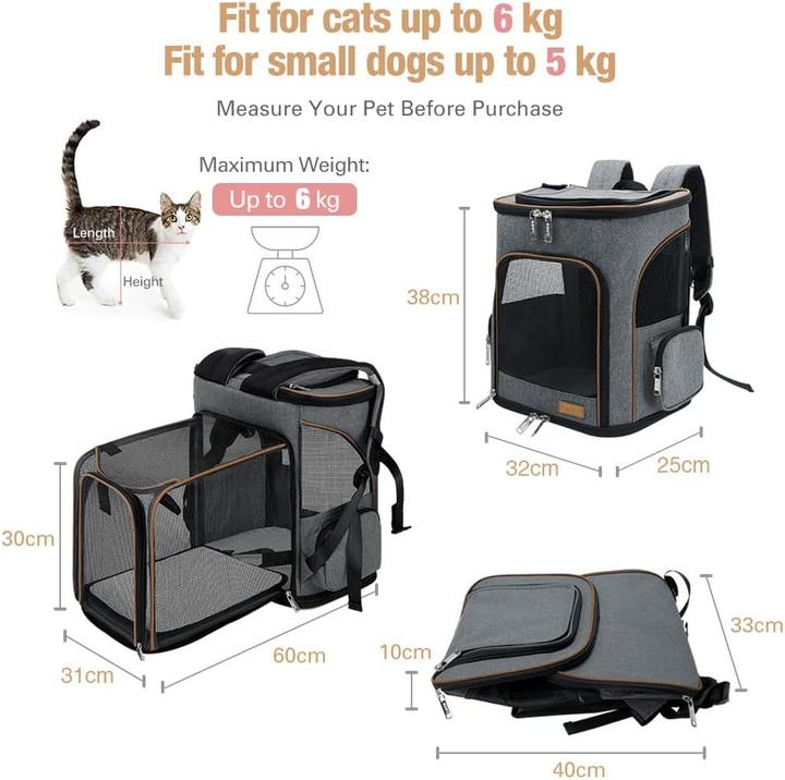 Actual product image Lekesky Transportrucksack (Cat, Dog, Small animal, Breathable, Washable, Foldable)