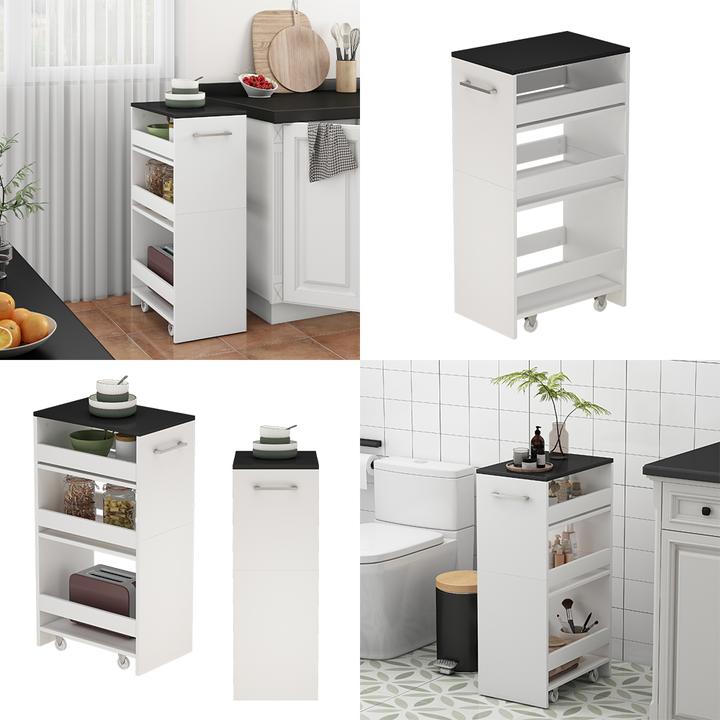 Actual product image Vicco Rivo mobile shelving unit, white/anthracite, 30 x 84.8 cm