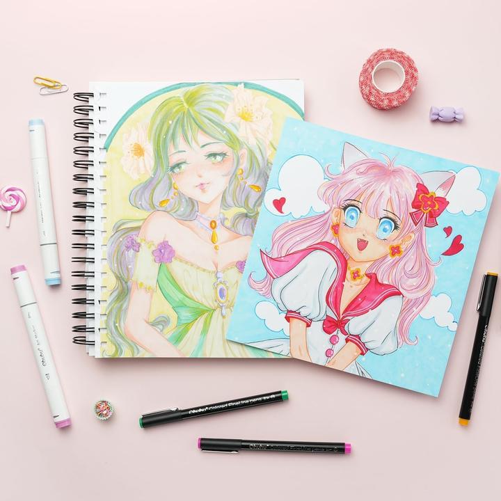 Immagine prodotto Ohuhu Penne da disegno a punta fine (Multicolore, 18 x)