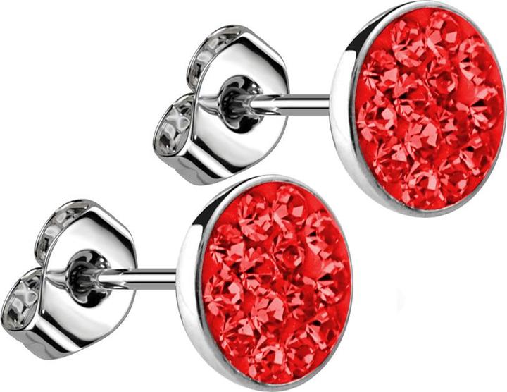 Produktbild Star Piercing Ohrstecker silber Teller Kristall rot (Chirurgenstahl 316L, ohne Messing)