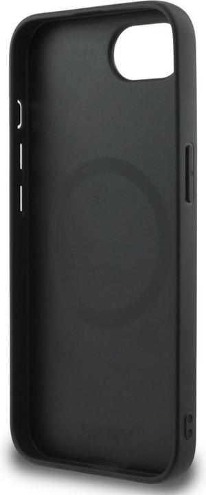 Produktbild DKNY Leather Checkered Mono Pattern MagSafe iPhone 16e Case - Black (Apple iPhone 16e)