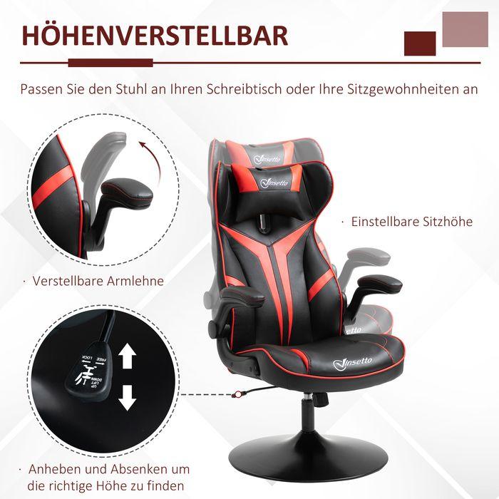 Produktbild Swisshandel24 Gamingstuhl ergonomisch Computerstuhl mit Wippfunktion Schwarz+Rot