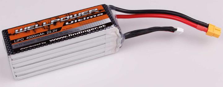 Produktbild Wellpower Lipo Akku Ultima 4000 mAh / 22,2 Volt 6S 25/50C CH3/5 XT-60 (22.20 V, 4000 mAh)