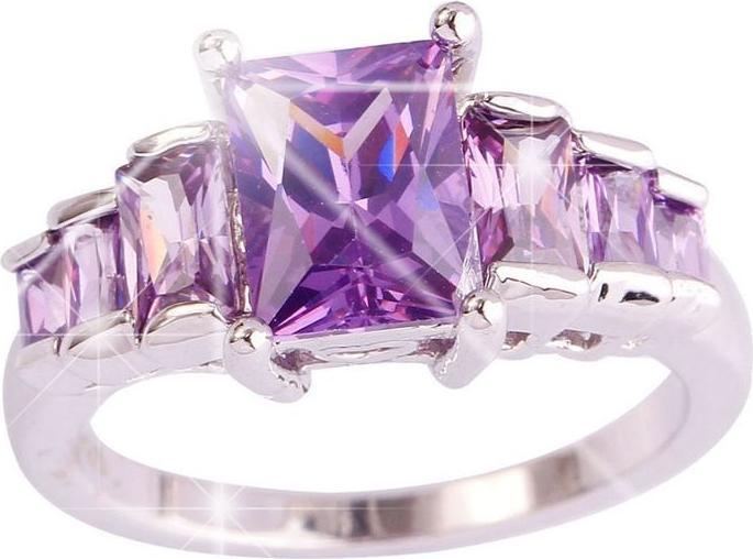 Produktbild Hermex versilberter Ring mit Amethyst / Zirkonia - Gr. 58 / Size 8 (58, 800 Silber)