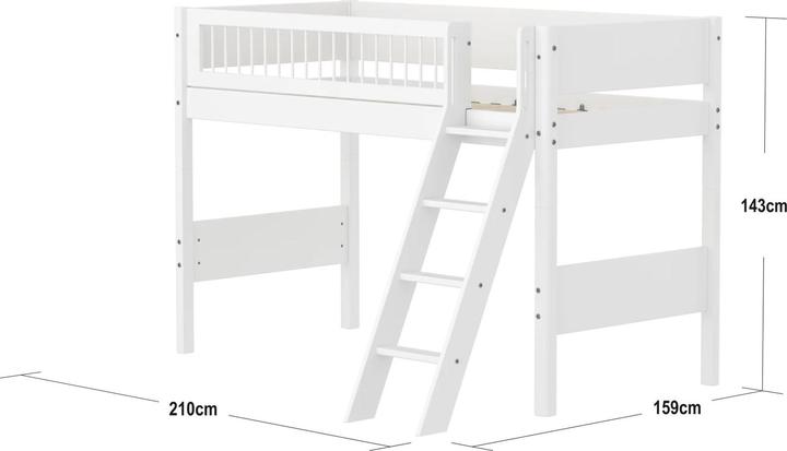Produktbild Flexa WHITE mittelhohes Bett mit Sprossen und Schrägleiter, 90x200 cm, Weiss (90x200)