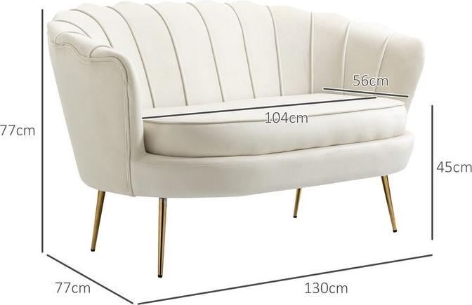 Immagine prodotto Swisshandel24 2-Sitzer Sofa Couch, Polstersofa Samt, bis 150 kg, Creme