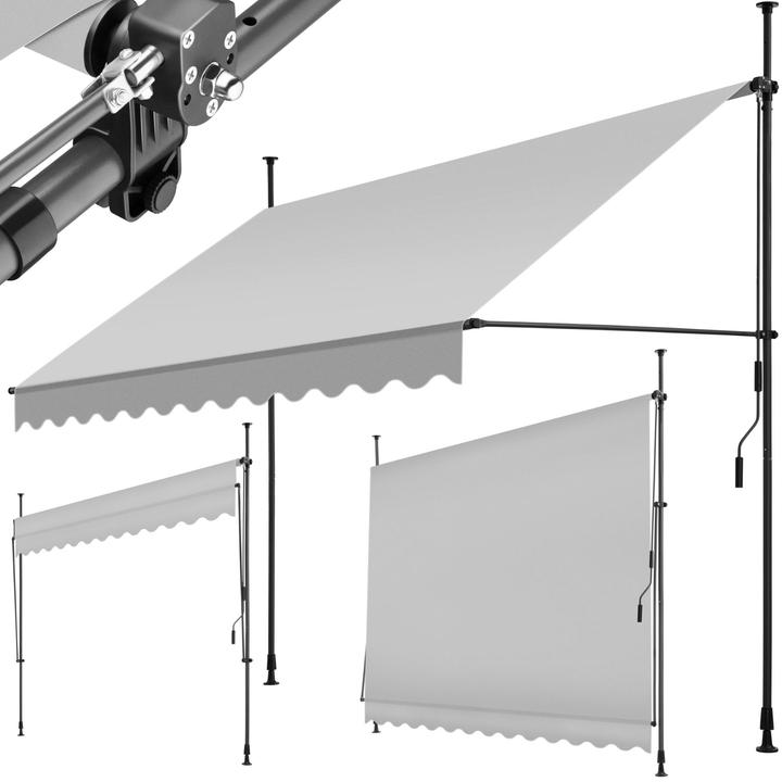 tectake Tenda a morsetto con manovella, altezza regolabile (3 m)