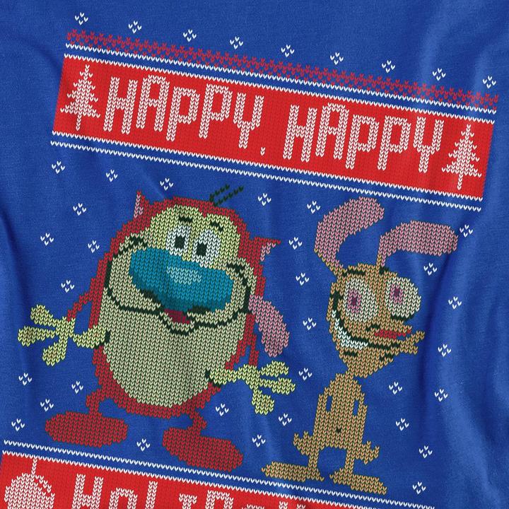 Actual product image Ren & Stimpy Unisex Adult Happy, Happy Holidays Christmas Jumper Sweatshirt (L)