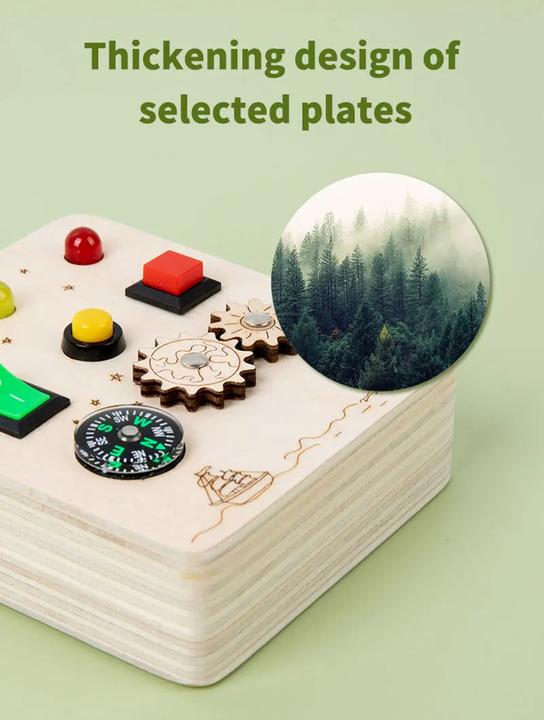 Produktbild Activity Board Busy Board Sensory Spielzeug aus Holz mit LED-Lichtschalter Control Board Travel Aktivitäten Kinder