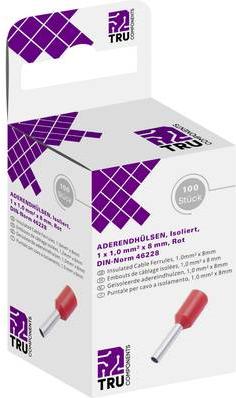 Tru Components 8436752 Aderendhülse 1 x 1 mm² 8 mm Teilisoliert Rot 100 St.