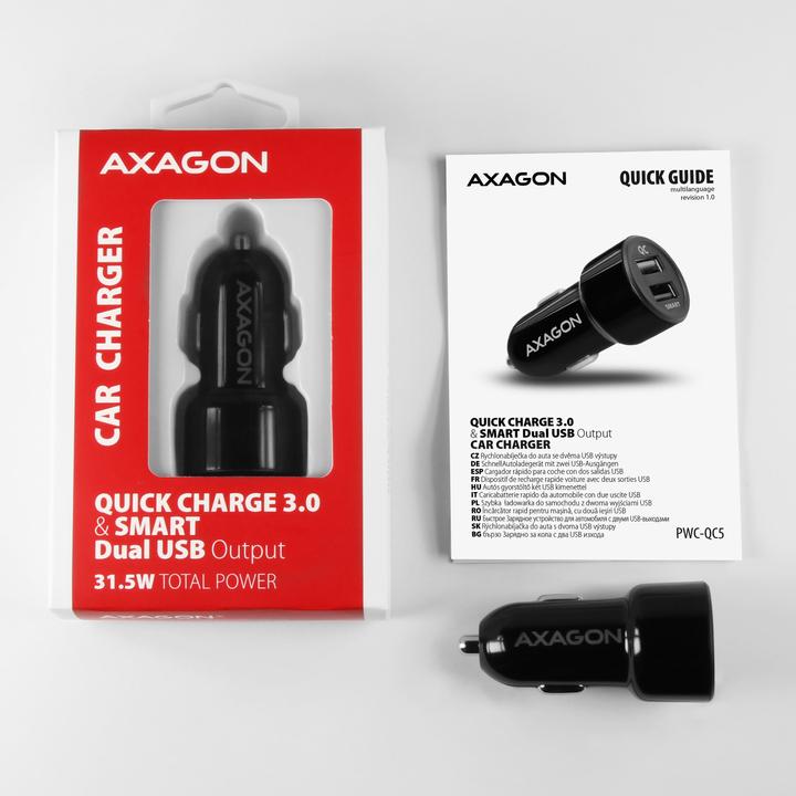 Immagine prodotto Axagon PWC-QC5 - auto - accendisigari - 12 V - nero