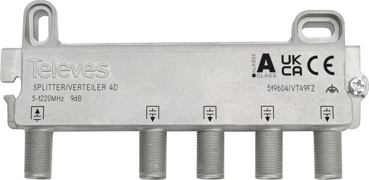 Produktbild Televes VT49FZ 4-fach Verteiler 5-1218MHz VD 9dB (9 dB, Verteiler und Abzweiger)