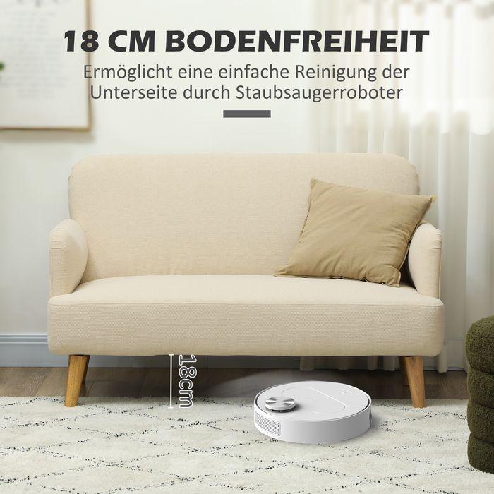 Actual product image Swisshandel24 2 Sitzer Sofa, Kleine Couch mit Samtoptik, Holzbeine für Wohnzimmer Creme (2 person sofa)