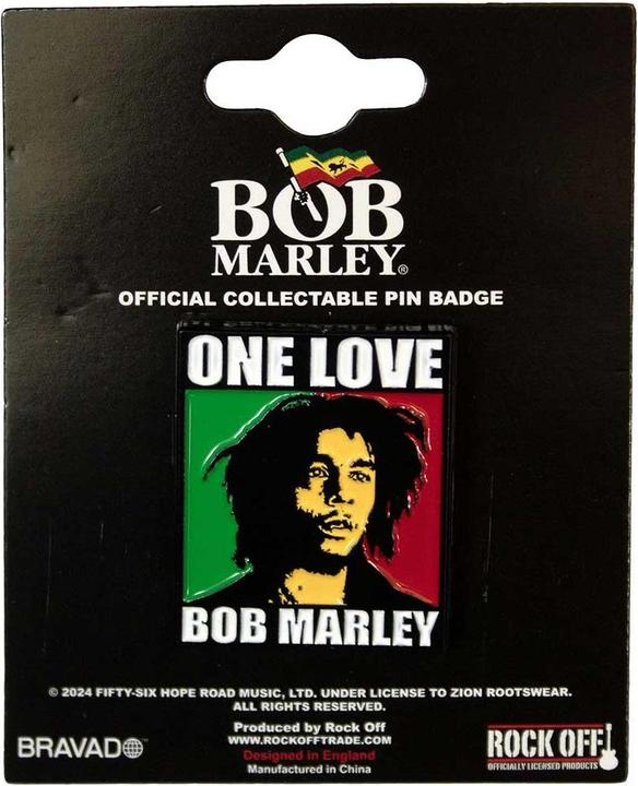 Produktbild Bob Marley Abzeichen One Love ZinkLegierung Vernickelt Emaille