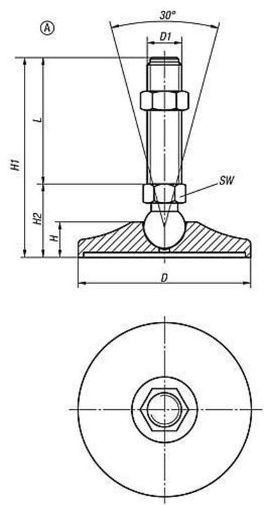 Produktbild Kipp Gelenkfuss, K0742, Stahl, Form A