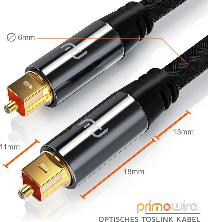 Image du produit Primewire Câble optique - S/PDIF Toslink - connecteur métallique - gaine nylon - fibre optique - câble audio (10 m, Optique)