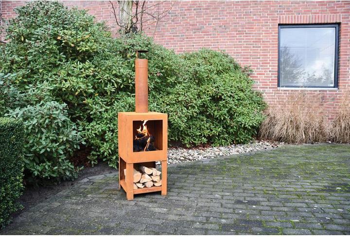 Image du produit Esschert Design Terrassenofen mit Holzlager, Rostbraun