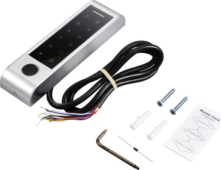 Immagine prodotto Sygonix SY-6121662 Sistema di accesso con impronte digitali/RFID Montaggio in superficie 12 V/DC, 1 (Impronta, Combinazione numerica elettronica, Smartphone, Scheda chiave)