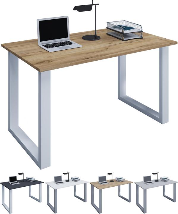Produktbild VCM Holz Schreibtisch Computertisch Lona U Alu Silber (80 x 80 x 76 cm)